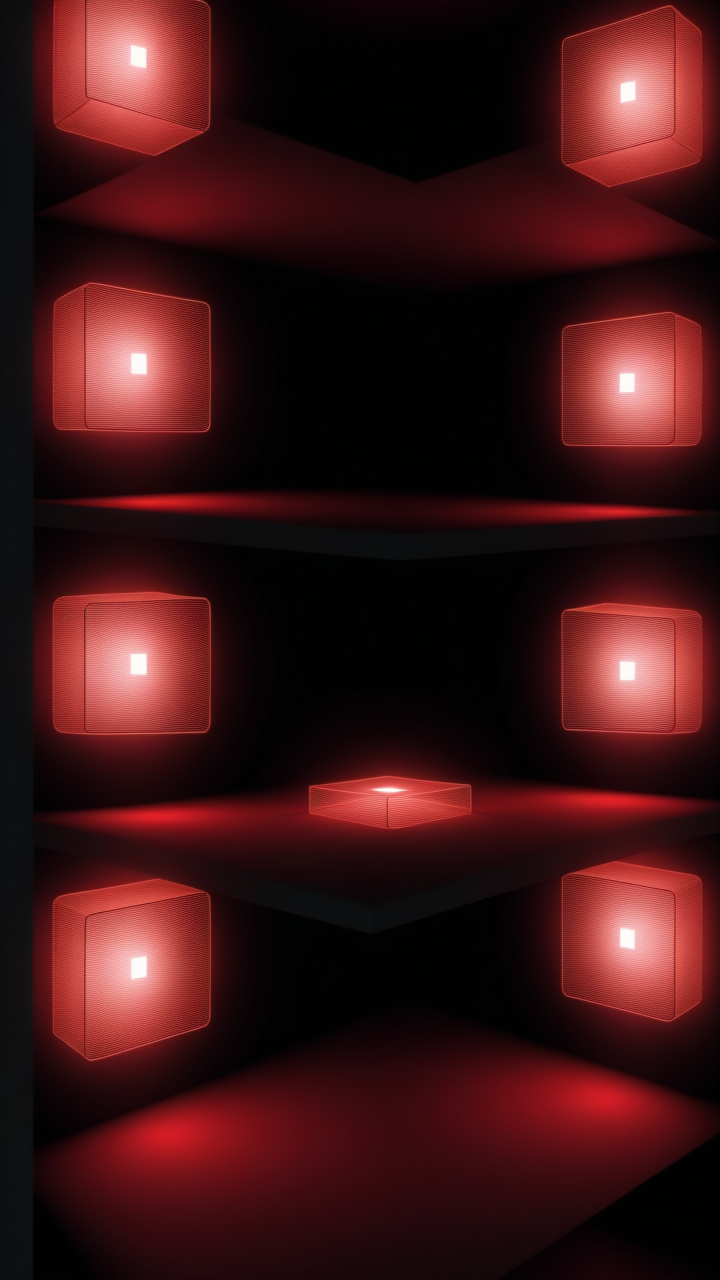 Sleek digital light vectors streaming through a crystalline lens focus